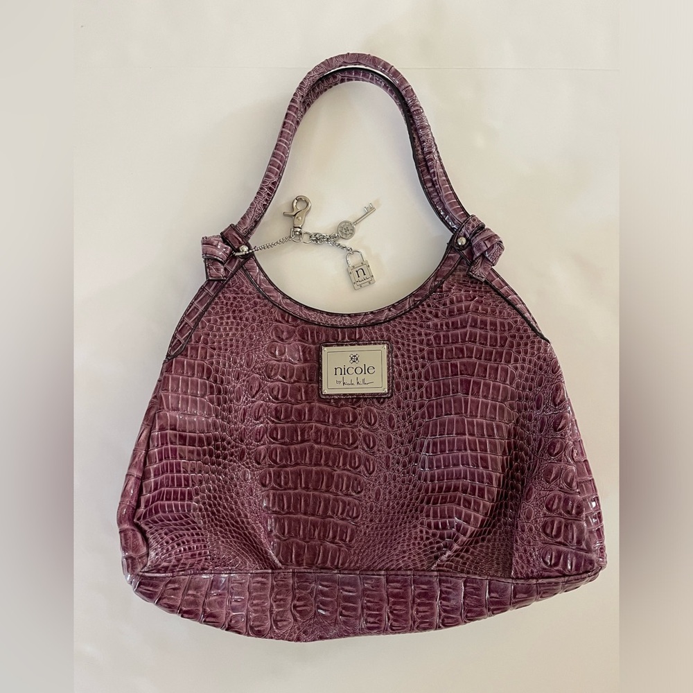 nicole by Nicole Miller Faux Purple Snakeskin handbag